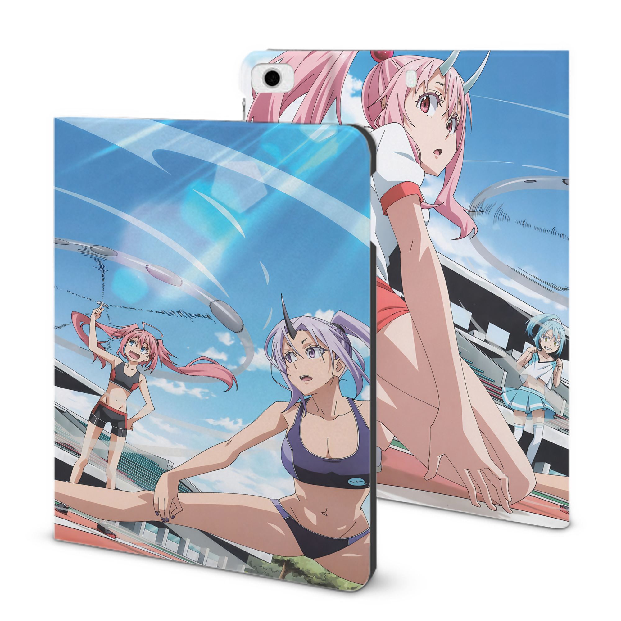 （画像用） 転スラ Regarding Reincarnated to Slime IPad ケース ブック型 PUレザー TPU 耐衝撃 軽量 薄型 ペン収納なし 全面保護 IPad 各モデル対応